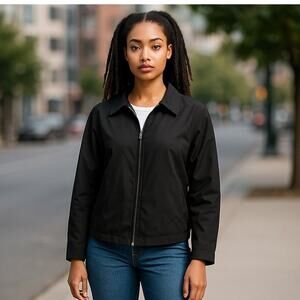 HILLARD & HANSON Black Spring Fall Pockets Full Zip Jacket ~ Women's Size XL